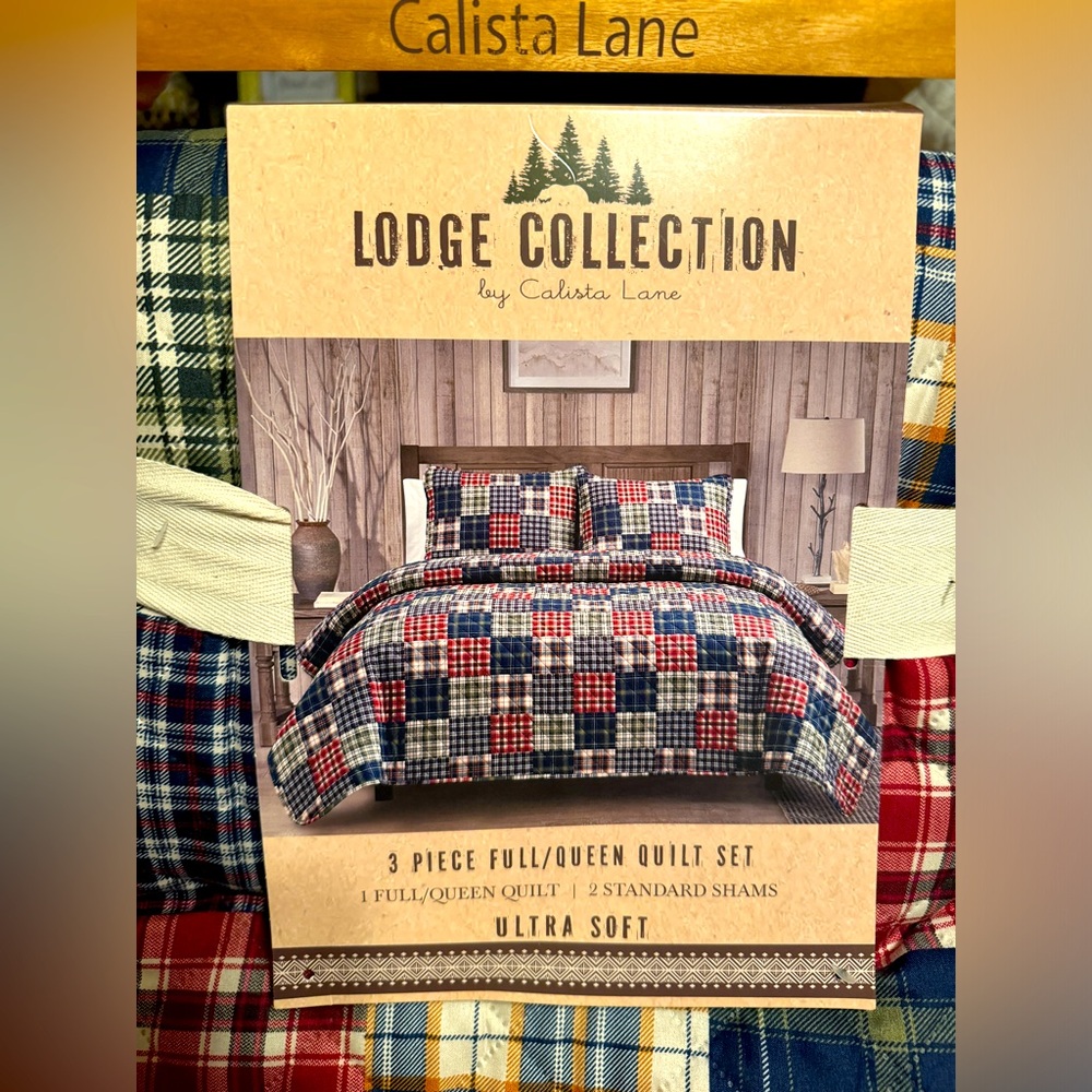 The Lodge Collection By Calista Lane 3 Piece Patchwork Quilt  Set Full/Queen NWT